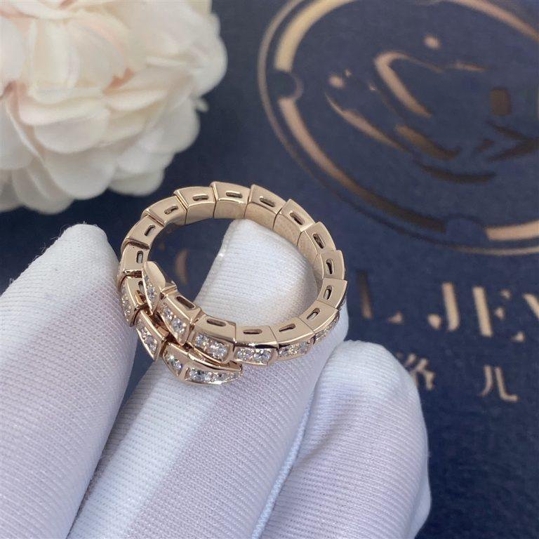 [Together Jewelry]SERPENTI RING PINK GOLD DIAMOND PAVED 4MM