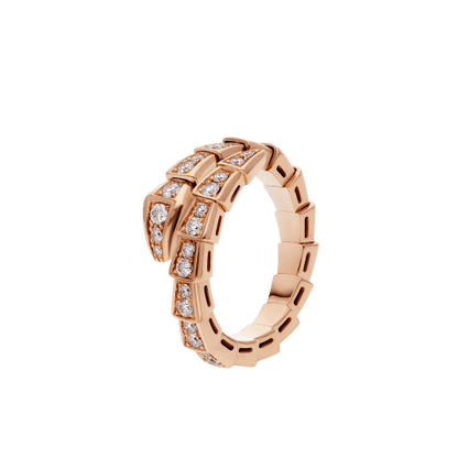 [Together Jewelry]SERPENTI RING PINK GOLD DIAMOND PAVED 4MM