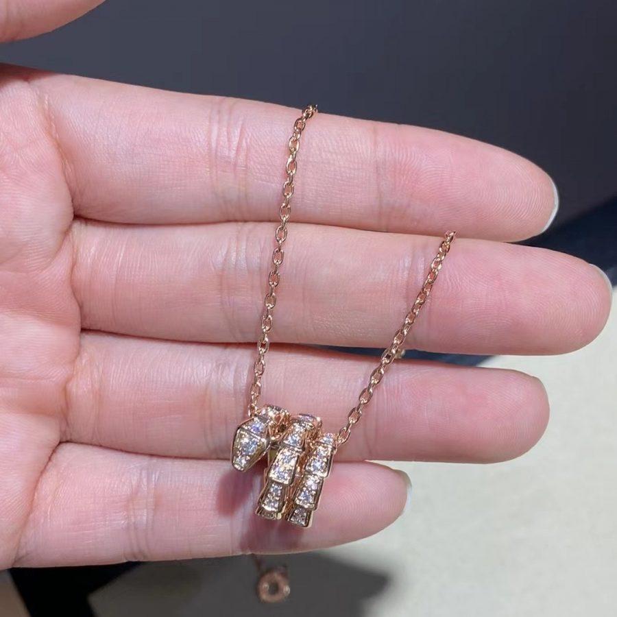 [Together Jewelry]SERPENTI PINK GOLD NECKLACE DOUBLE RING DIAMOND