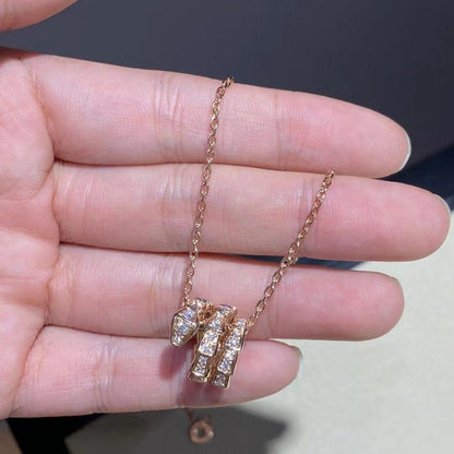 [Together Jewelry]SERPENTI PINK GOLD NECKLACE DOUBLE RING DIAMOND