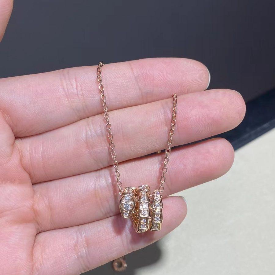 [Together Jewelry]SERPENTI PINK GOLD NECKLACE DOUBLE RING DIAMOND