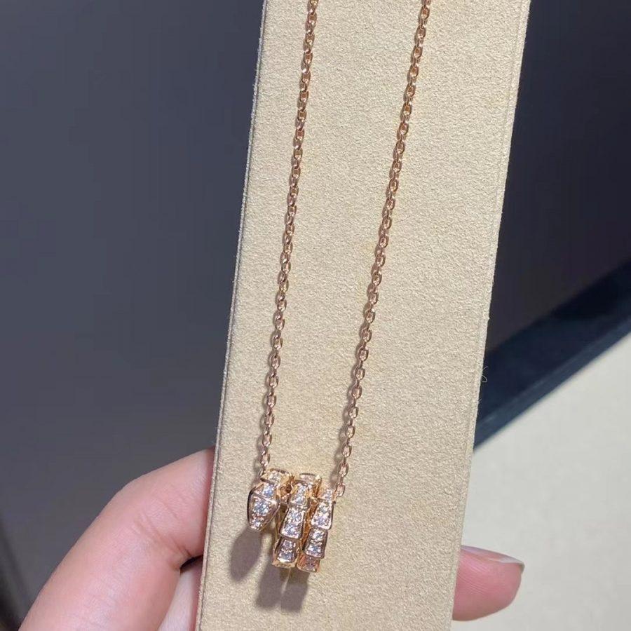 [Together Jewelry]SERPENTI PINK GOLD NECKLACE DOUBLE RING DIAMOND