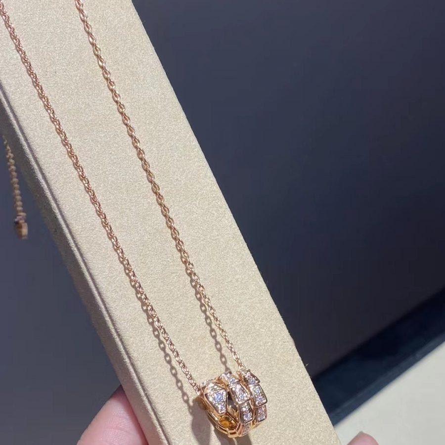 [Together Jewelry]SERPENTI PINK GOLD NECKLACE DOUBLE RING DIAMOND