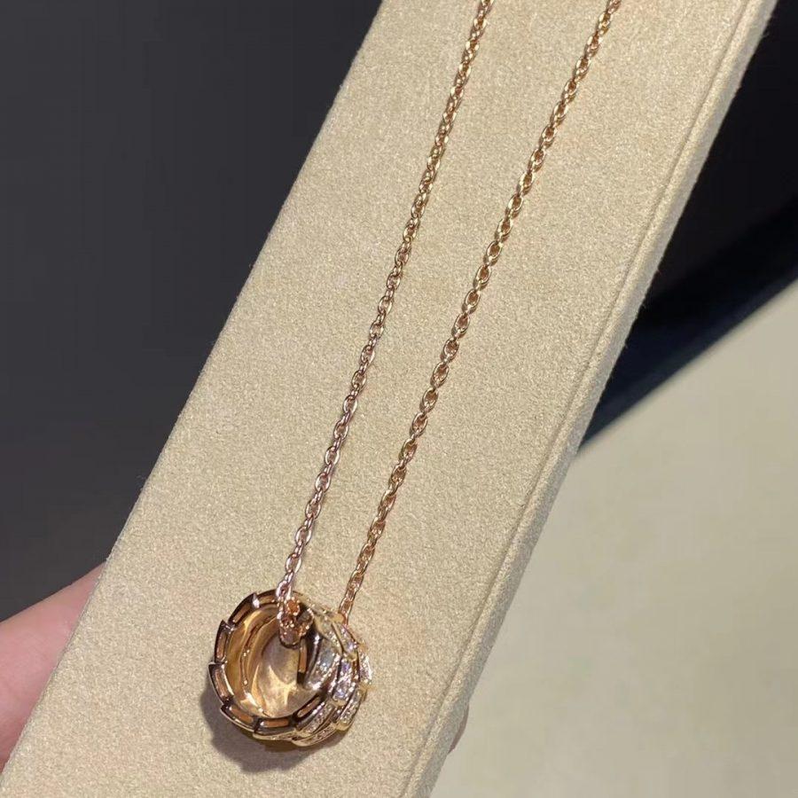 [Together Jewelry]SERPENTI PINK GOLD NECKLACE DOUBLE RING DIAMOND
