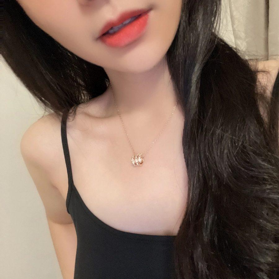 [Together Jewelry]SERPENTI PINK GOLD NECKLACE DOUBLE RING DIAMOND