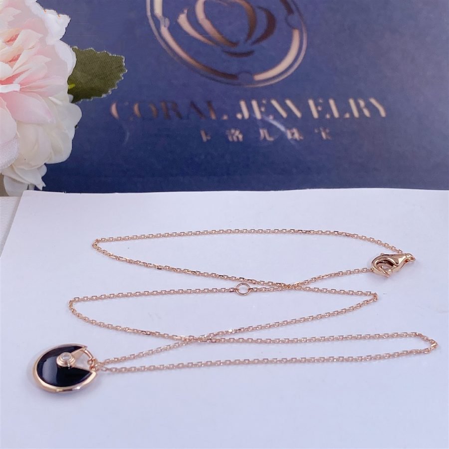 [Together Jewelry]AMULETTE ROSE GOLD ONYX NECKLACE