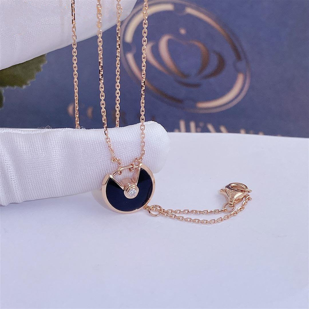 [Together Jewelry]AMULETTE ROSE GOLD ONYX NECKLACE