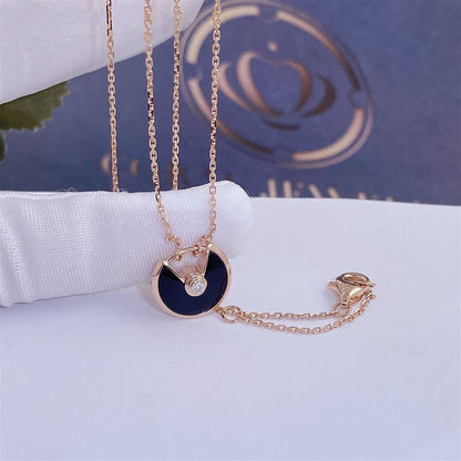 [Together Jewelry]AMULETTE ROSE GOLD ONYX NECKLACE