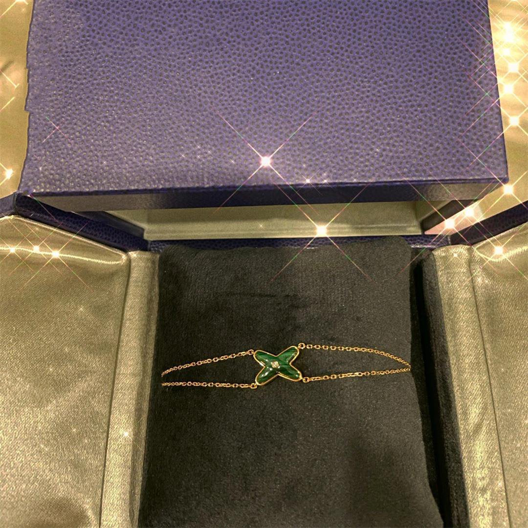 [Together Jewelry]JEUX BRACELET MALACHITE PINK GOLD 1 DIAMOND