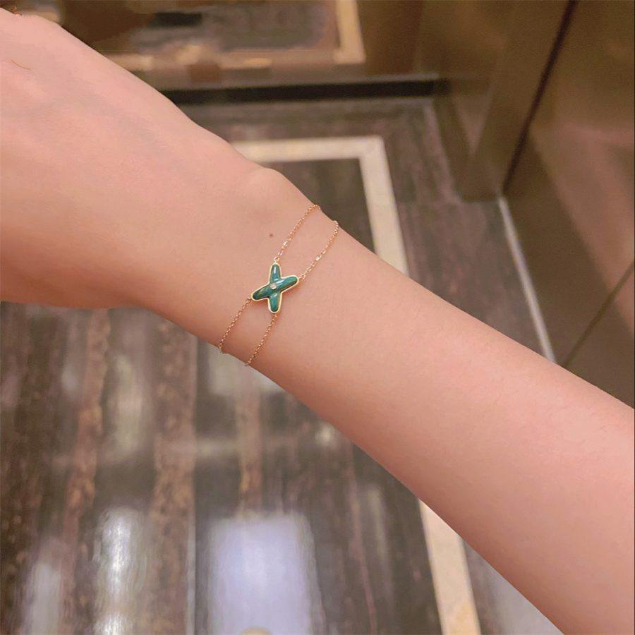 [Together Jewelry]JEUX BRACELET MALACHITE PINK GOLD 1 DIAMOND