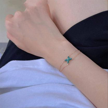 [Together Jewelry]JEUX BRACELET MALACHITE PINK GOLD 1 DIAMOND