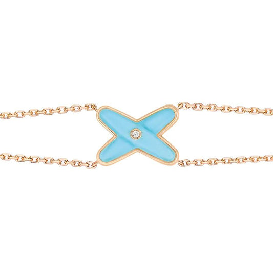 [Together Jewelry]JEUX BRACELET TURQUOISE PINK GOLD 1 DIAMOND