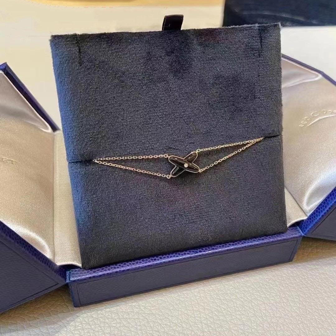 [Together Jewelry]JEUX BRACELET ONYX PINK GOLD 1 DIAMOND