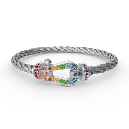 [Together Jewelry]FORC LARGE HORSESHOE  COLORED DIAMOND BRACELET SILVER