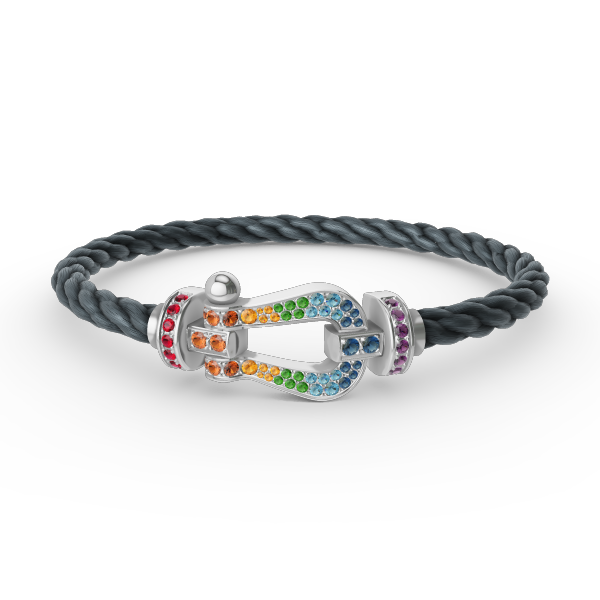 [Together Jewelry]FORC LARGE HORSESHOE  COLORED DIAMOND BRACELET SILVER