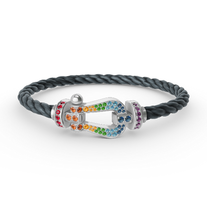 [Together Jewelry]FORC LARGE HORSESHOE  COLORED DIAMOND BRACELET SILVER