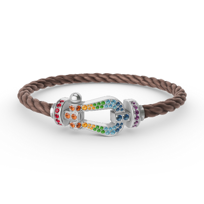 [Together Jewelry]FORC LARGE HORSESHOE  COLORED DIAMOND BRACELET SILVER