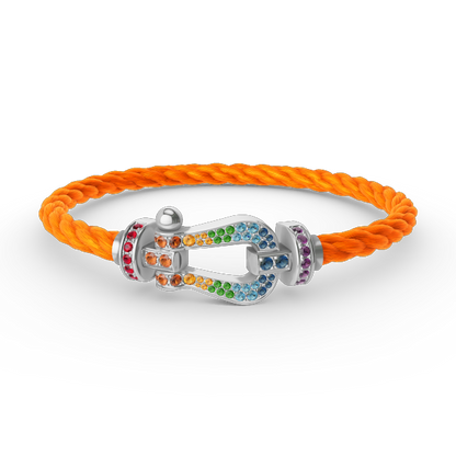 [Together Jewelry]FORC LARGE HORSESHOE  COLORED DIAMOND BRACELET SILVER