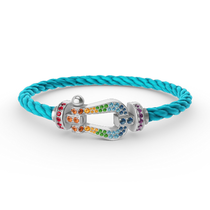 [Together Jewelry]FORC LARGE HORSESHOE  COLORED DIAMOND BRACELET SILVER