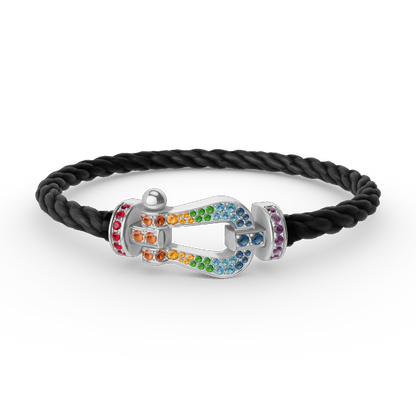 [Together Jewelry]FORC LARGE HORSESHOE  COLORED DIAMOND BRACELET SILVER