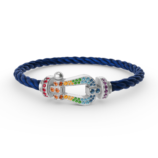 [Together Jewelry]FORC LARGE HORSESHOE  COLORED DIAMOND BRACELET SILVER