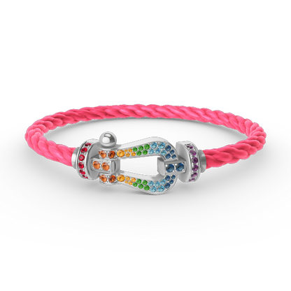 [Together Jewelry]FORC LARGE HORSESHOE  COLORED DIAMOND BRACELET SILVER