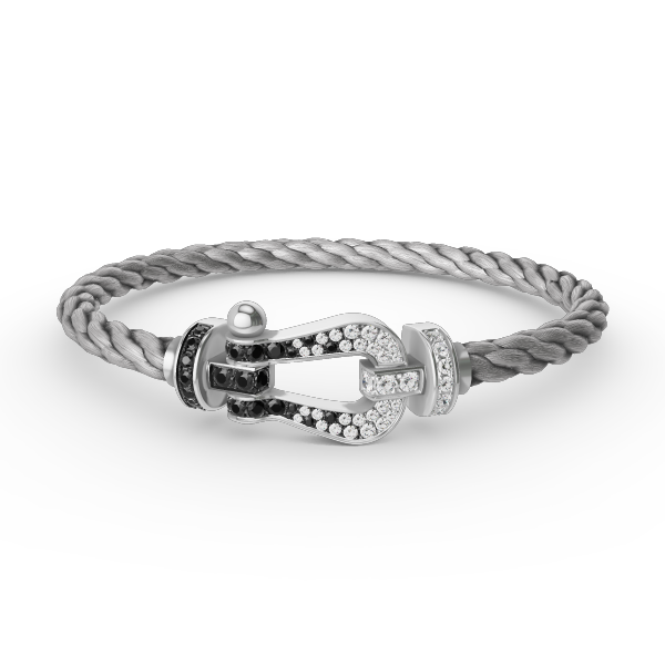 [Together Jewelry]FORCE LARGE HORSESHOE BLACK WHITE DIAMOND BRACELET SILVER