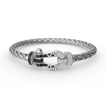 [Together Jewelry]FORCE LARGE HORSESHOE BLACK WHITE DIAMOND BRACELET SILVER