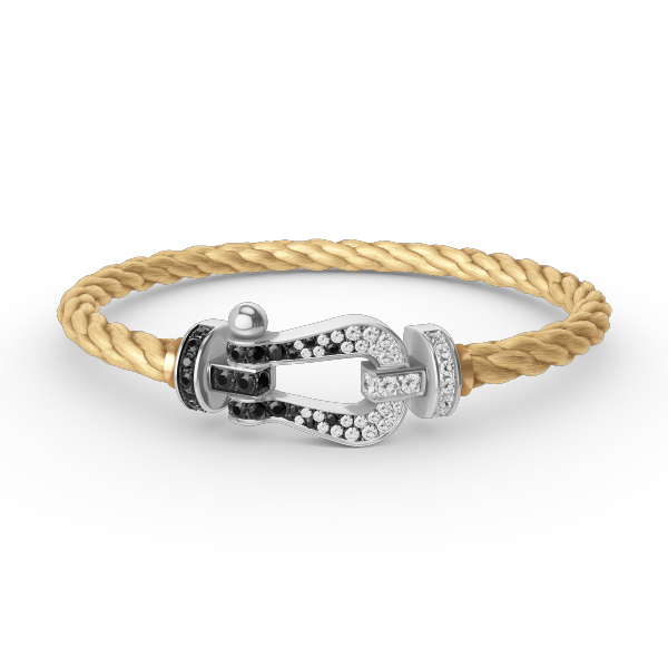 [Together Jewelry]FORCE LARGE HORSESHOE BLACK WHITE DIAMOND BRACELET SILVER