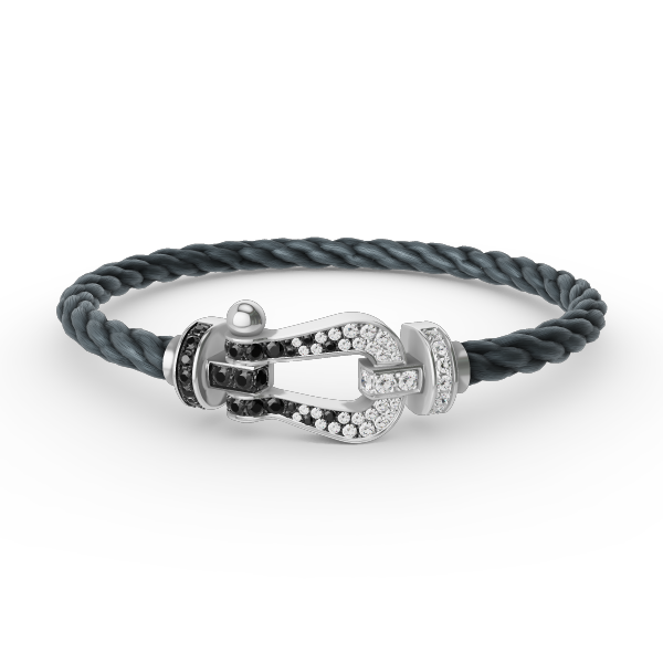[Together Jewelry]FORCE LARGE HORSESHOE BLACK WHITE DIAMOND BRACELET SILVER