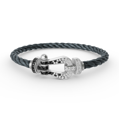 [Together Jewelry]FORCE LARGE HORSESHOE BLACK WHITE DIAMOND BRACELET SILVER