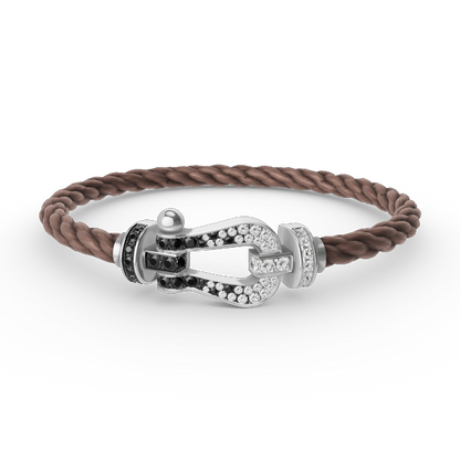 [Together Jewelry]FORCE LARGE HORSESHOE BLACK WHITE DIAMOND BRACELET SILVER