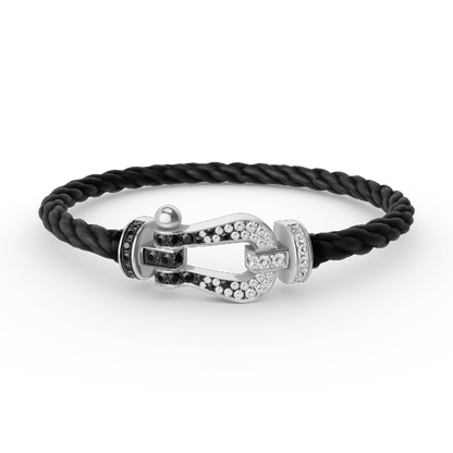 [Together Jewelry]FORCE LARGE HORSESHOE BLACK WHITE DIAMOND BRACELET SILVER