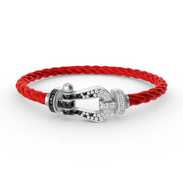 [Together Jewelry]FORCE LARGE HORSESHOE BLACK WHITE DIAMOND BRACELET SILVER