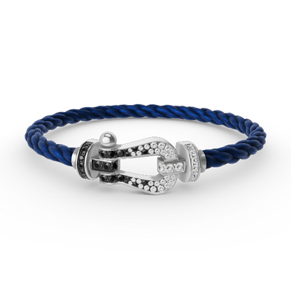 [Together Jewelry]FORCE LARGE HORSESHOE BLACK WHITE DIAMOND BRACELET SILVER