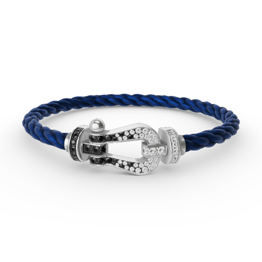 [Together Jewelry]FORCE LARGE HORSESHOE BLACK WHITE DIAMOND BRACELET SILVER