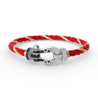 [Together Jewelry]FORCE LARGE HORSESHOE BLACK WHITE DIAMOND BRACELET SILVER