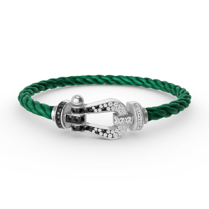 [Together Jewelry]FORCE LARGE HORSESHOE BLACK WHITE DIAMOND BRACELET SILVER