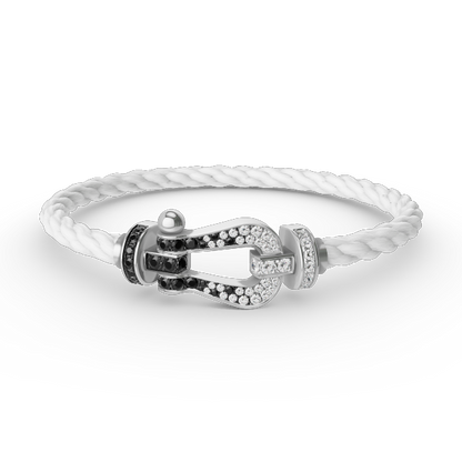 [Together Jewelry]FORCE LARGE HORSESHOE BLACK WHITE DIAMOND BRACELET SILVER