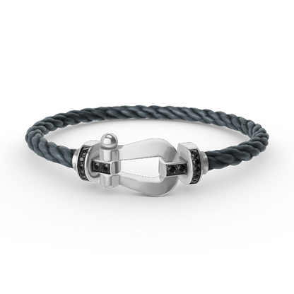 [Together Jewelry]FORCE LARGE HORSESHOE BLACK DIAMOND BRACELET SILVER