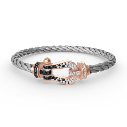 [Together Jewelry]FORCE LARGE HORSESHOE BLACK WHITE DIAMOND BRACELET ROSE GOLD
