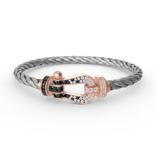 [Together Jewelry]FORCE LARGE HORSESHOE BLACK WHITE DIAMOND BRACELET ROSE GOLD