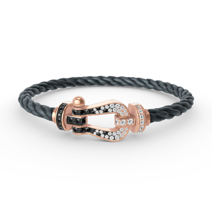 [Together Jewelry]FORCE LARGE HORSESHOE BLACK WHITE DIAMOND BRACELET ROSE GOLD