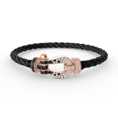 [Together Jewelry]FORCE LARGE HORSESHOE BLACK WHITE DIAMOND BRACELET ROSE GOLD