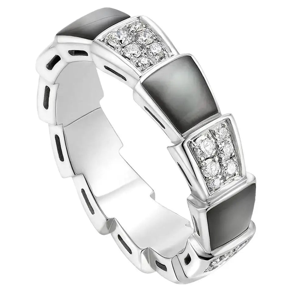 [Together Jewelry]SERPENTI RING SILVER DIAMOND BLACK MOP 4MM