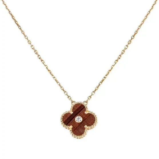 [Together]CLOVER 15MM DIAMOND AND YELLOW TIGER'S EYE AGATE necklace