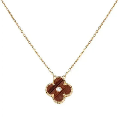 [Together]CLOVER 15MM DIAMOND AND YELLOW TIGER'S EYE AGATE necklace