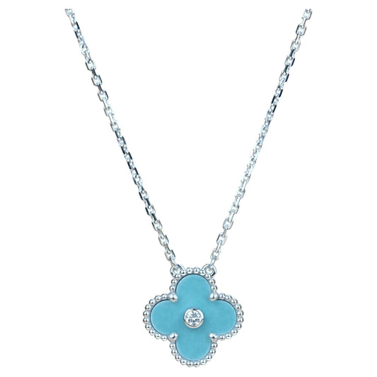 [Together]CLOVER 15MM DIAMOND SVRES PORCELAIN  NECKLACE SILVER