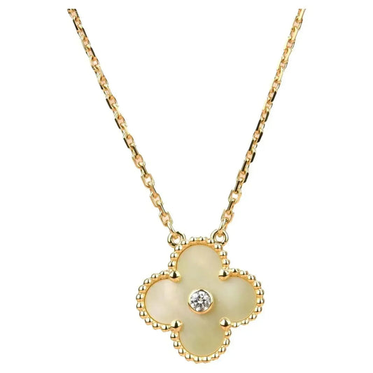 [Together]CLOVER 15MM DIAMOND GOLD MOTHER OF PEARL NECKLACE