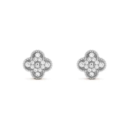 [Together]CLOVER 1 MOTIFS DIAMOND STUD EARRINGS SILVER